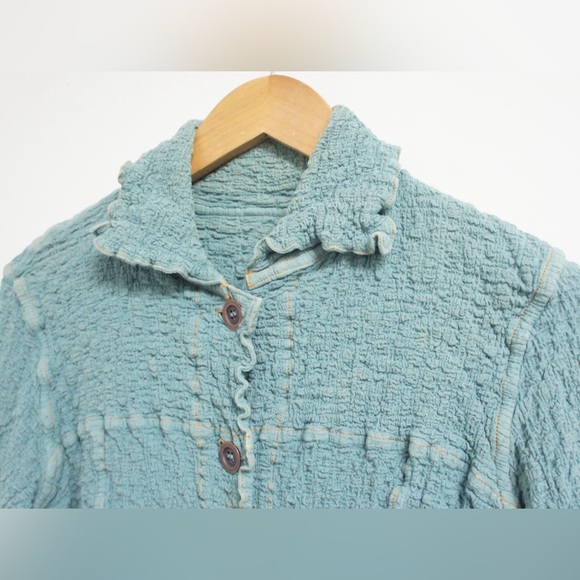 Me Issey Miyake Cauliflower Baby Blue Button Up Jacket Size S - Picture 2 of 9